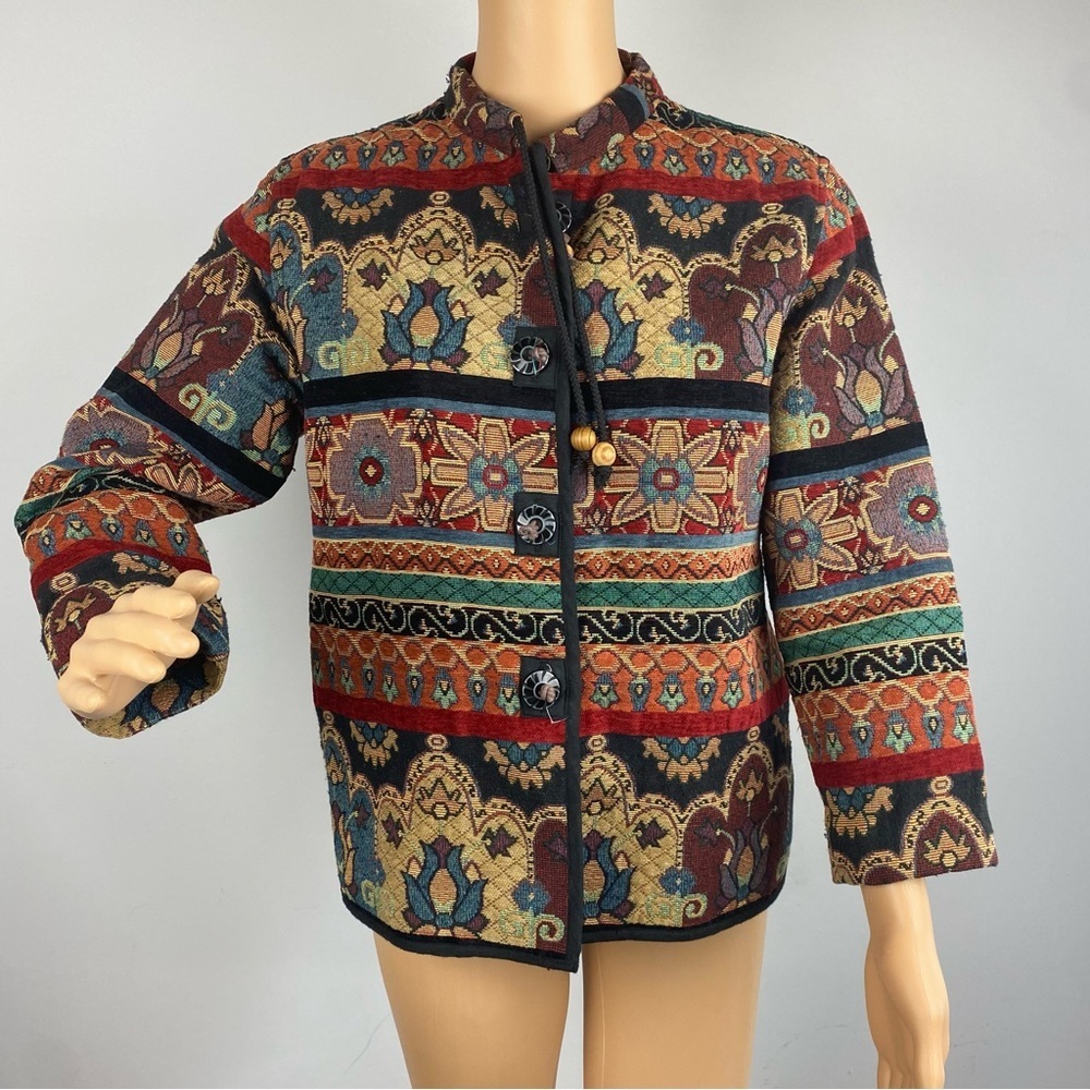 Vintage Flashback Petite Medium Tapestry Textured Jacket Blazer